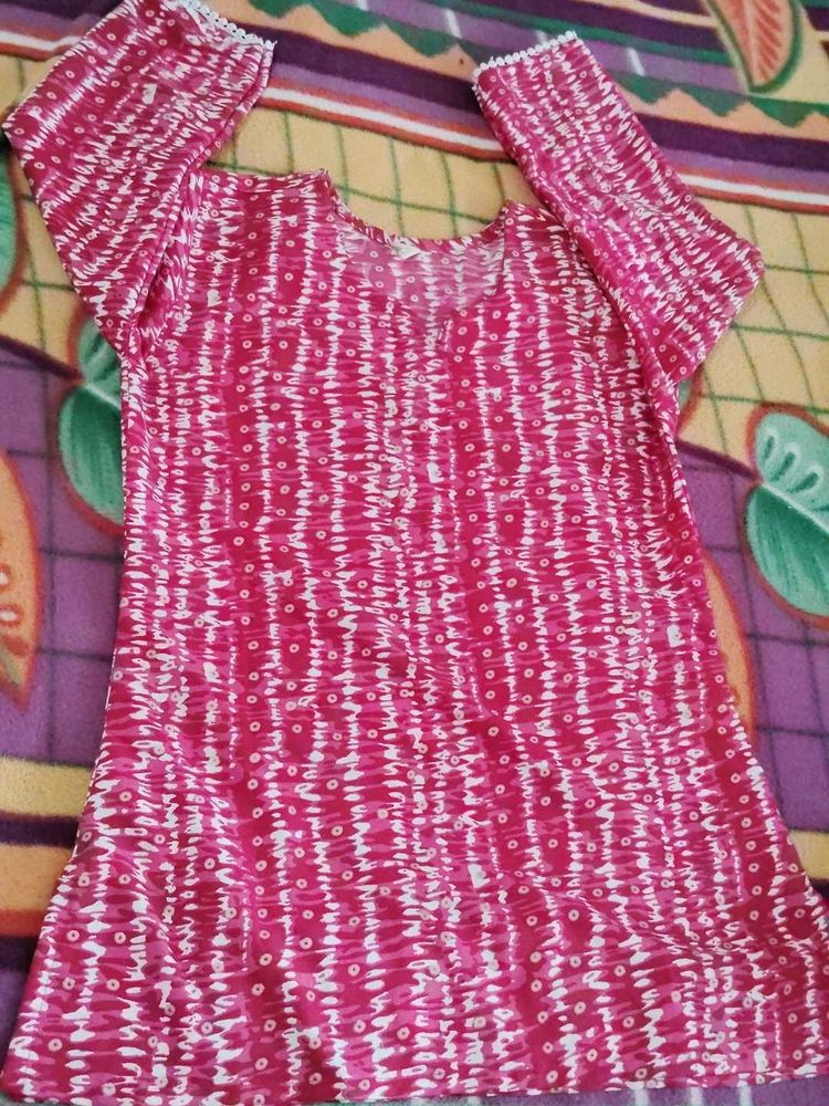 Pink Patterned Kurti