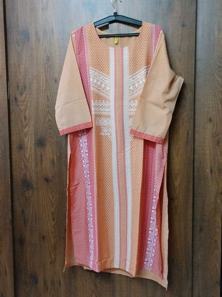 Women Peach Pink Plus Size Kurti