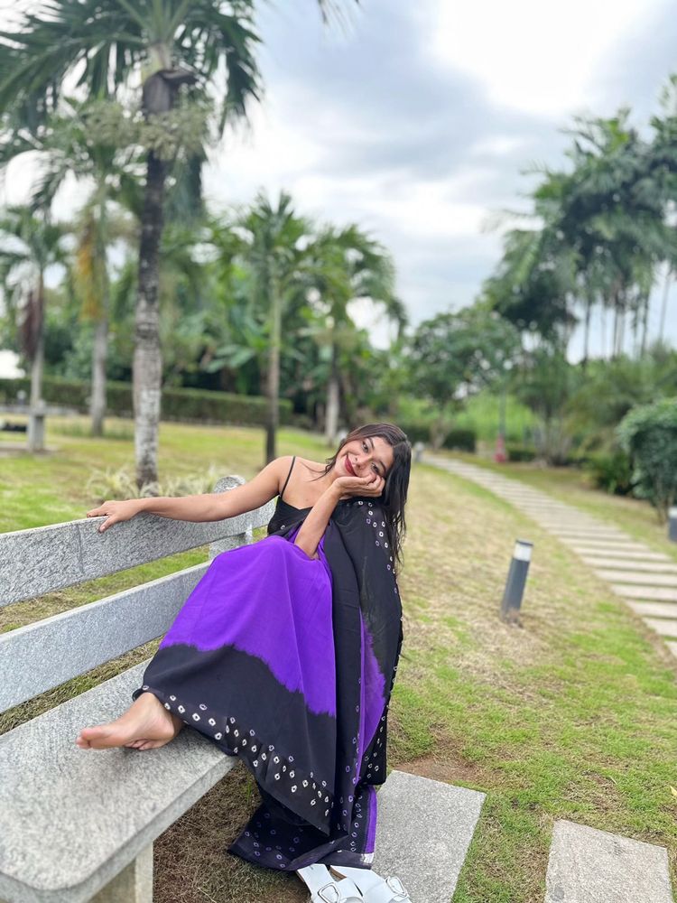 Purple &amp; Black Saree