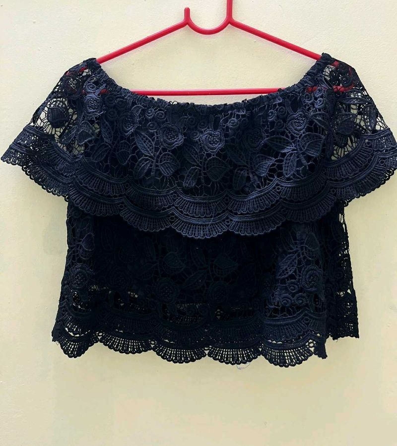 Black Lace Off-Shoulder Top