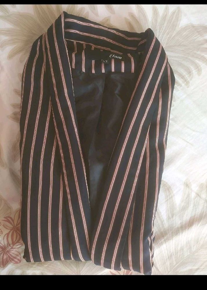Striped Blazer Cum Shrug