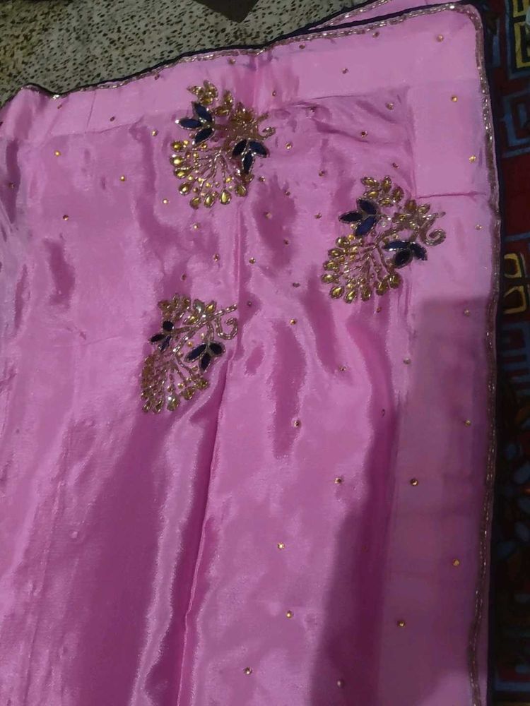 Pink Embellished Saree