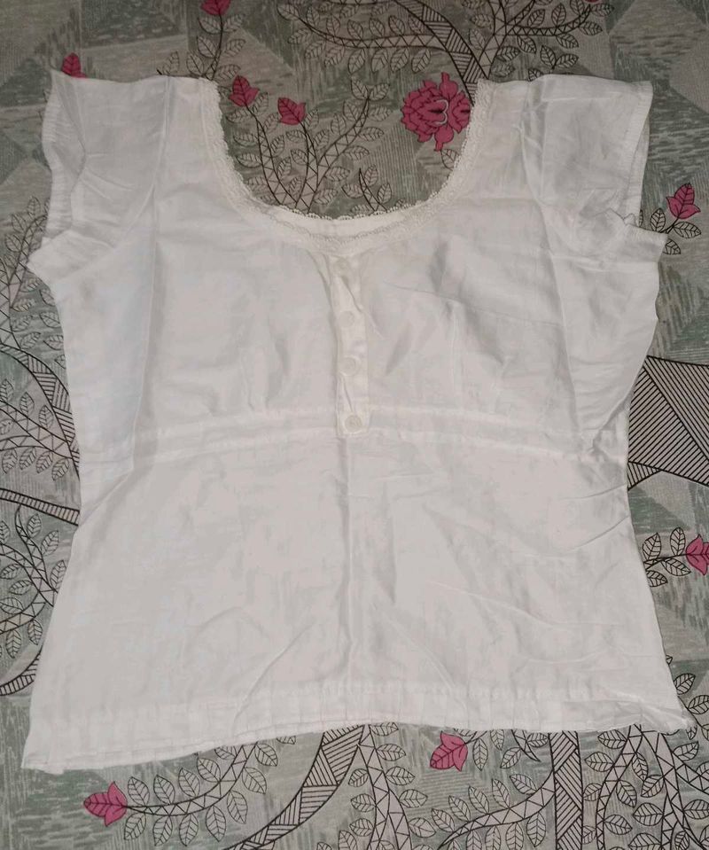 White Lace Trim Top
