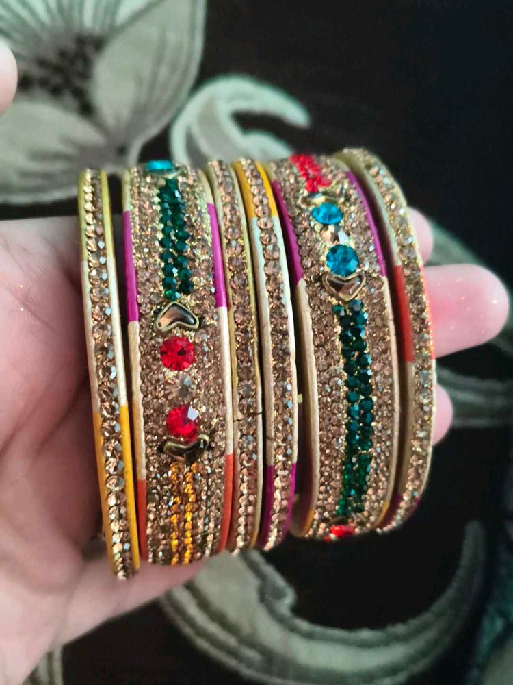 Sparkling multicolour lakh Bangle Set