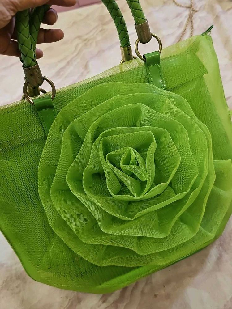 Green Floral Handbag