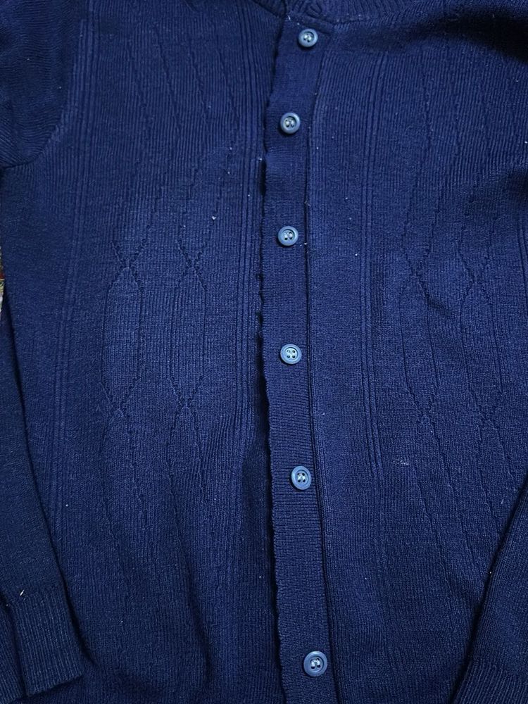 Navy Blue Cardigan Sweater