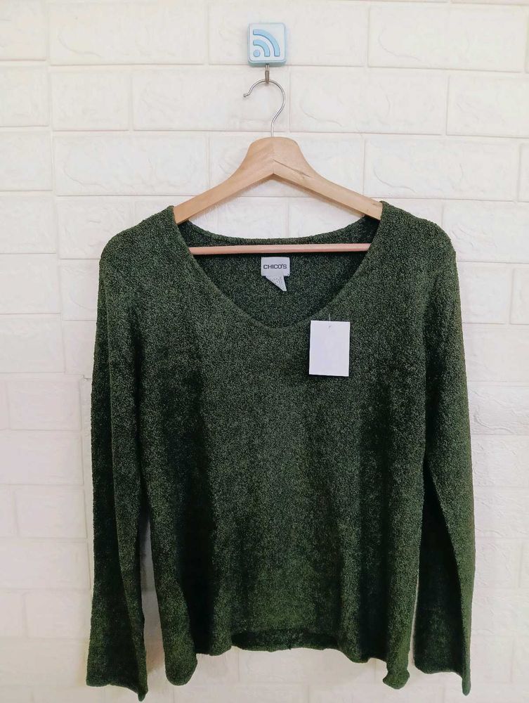 Chico&#39;s Green Knit Sweater