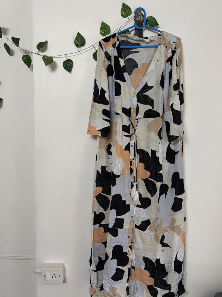 Abstract Print Midi Dress