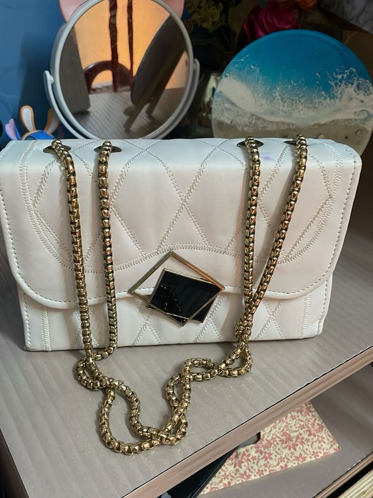 White Quilted Crossbody Bag