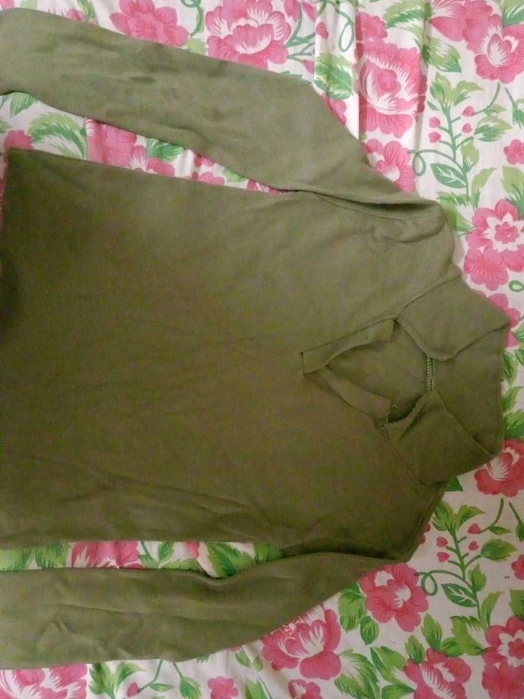 Olive Green Long Sleeve Top