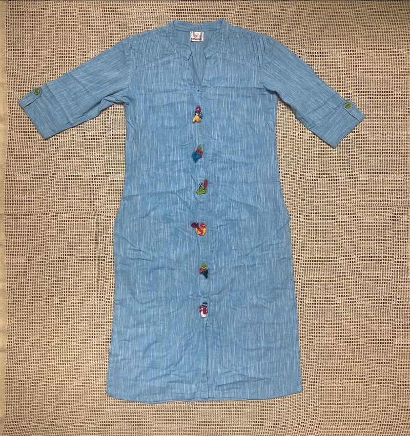 Blue Button Down Kurta
