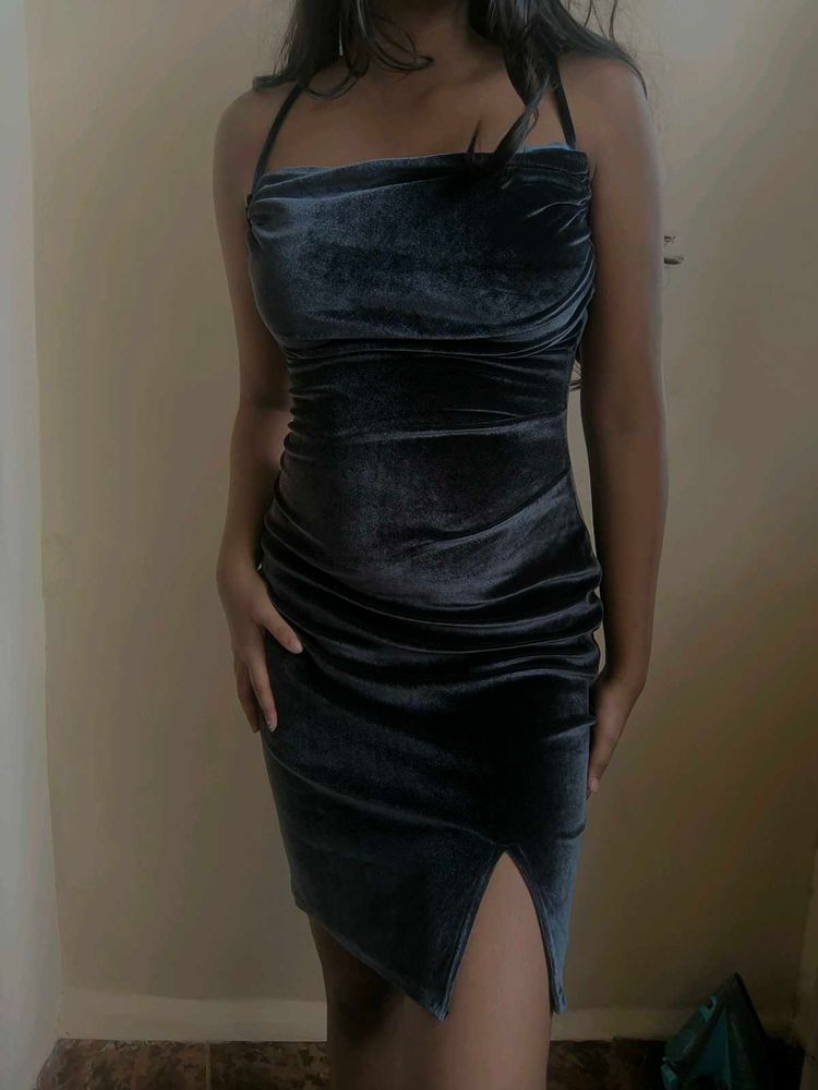Luxe Velvet Bodycon Dress with slit