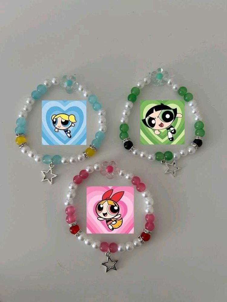 Powerpuff Girls Beaded Bracelet Set