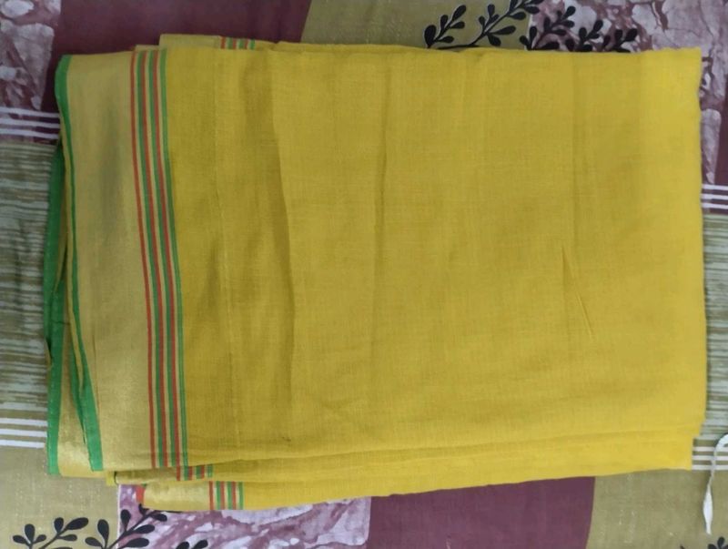Yellow Cotton Saree