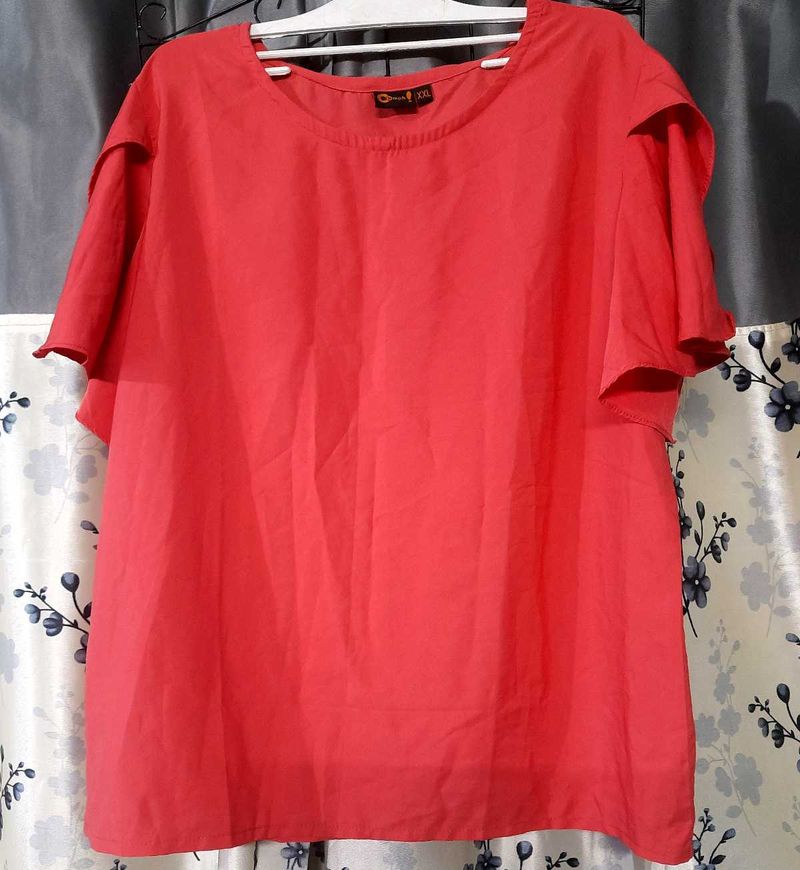 Oomph!! Coral Flutter Sleeve Top