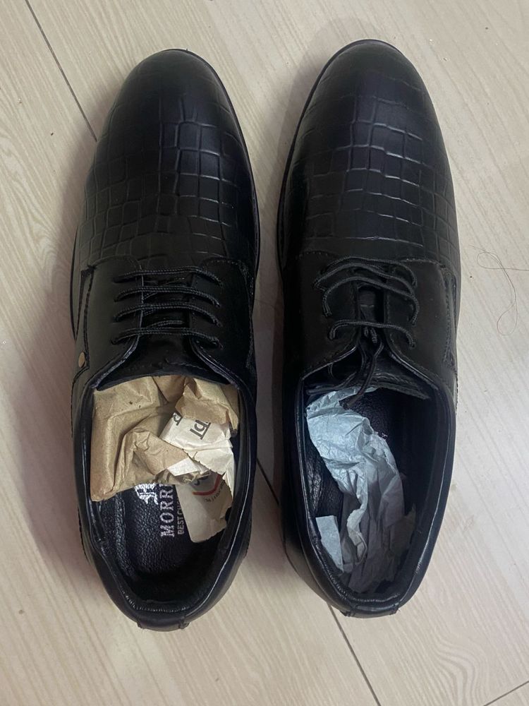Black Lace Up Formal Leather Shoes For Men