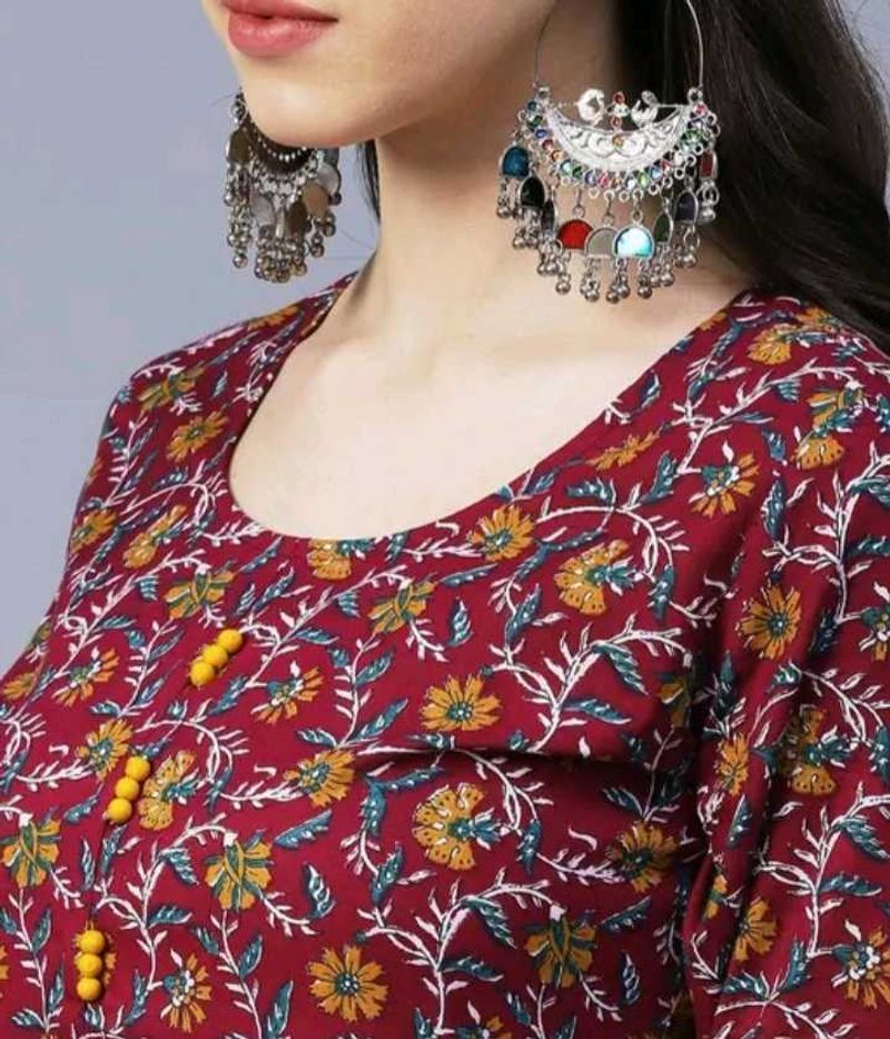 Women Kurti Gold Button