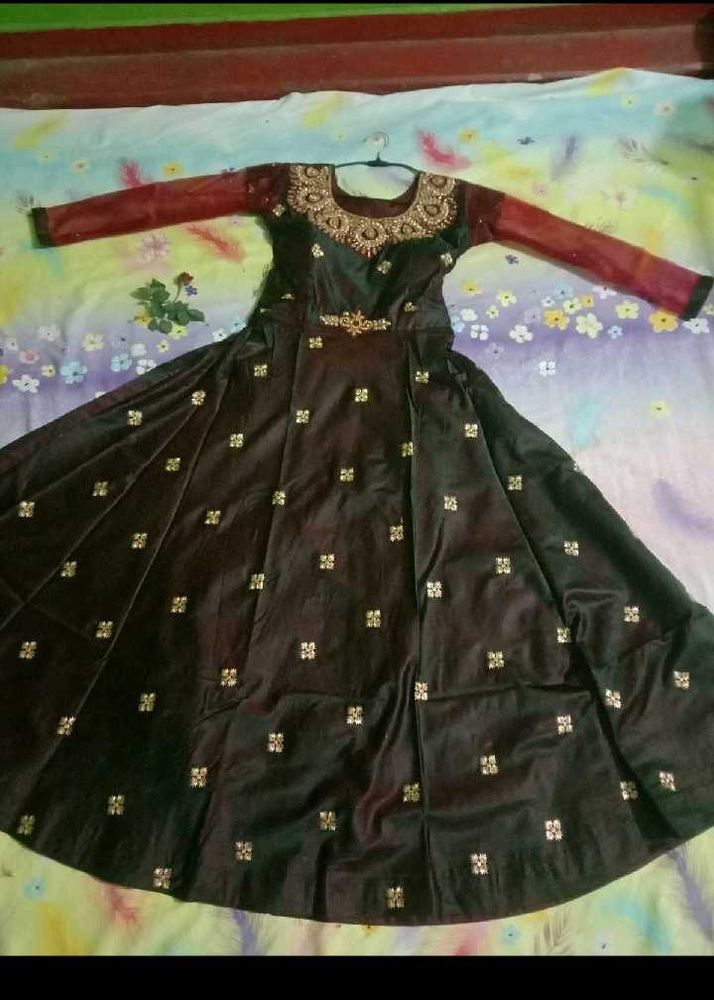 Elegant Brown Embellished Anarkali