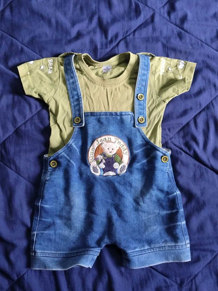 Denim Dungaree Set with T-shirt