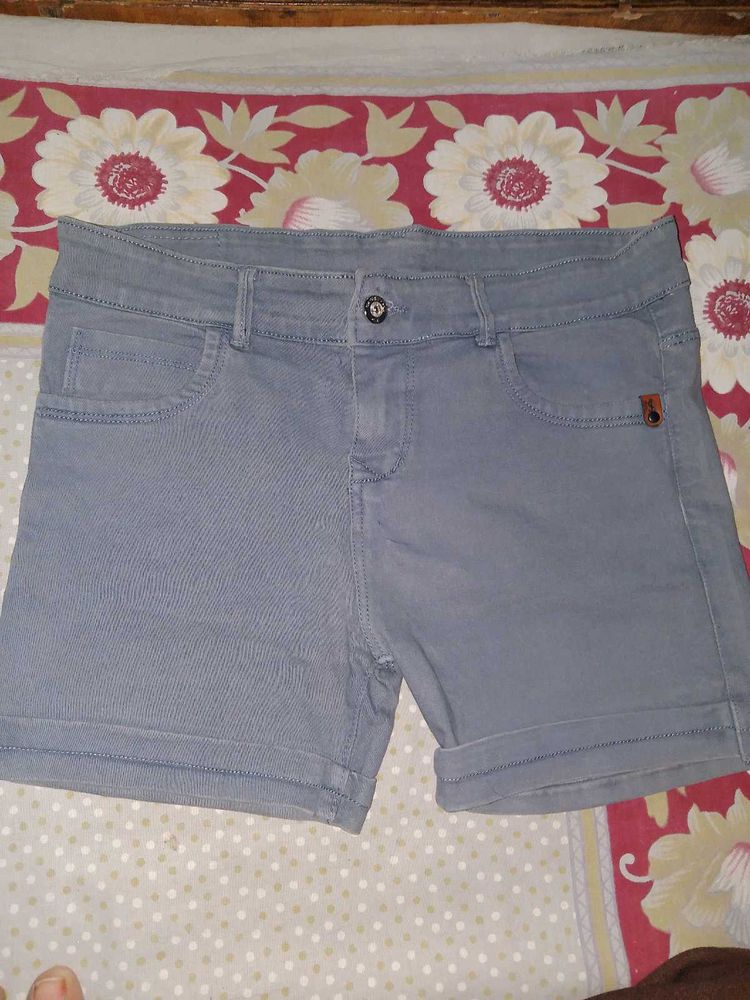 Grey Denim Shorts