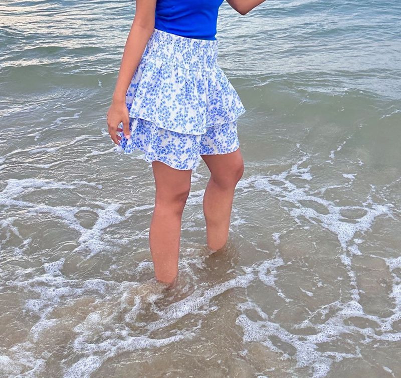 Floral Ruffle Mini Skirt