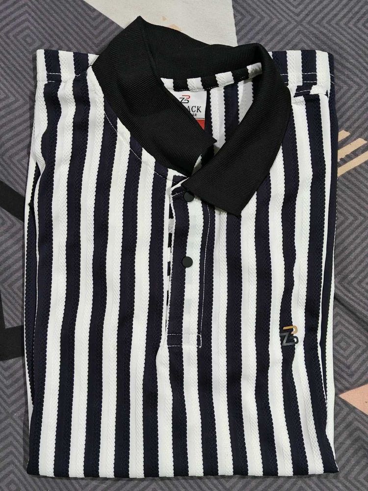 Striped Polo Shirt - Z Black