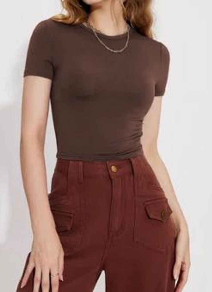 Brown skin fit crop top