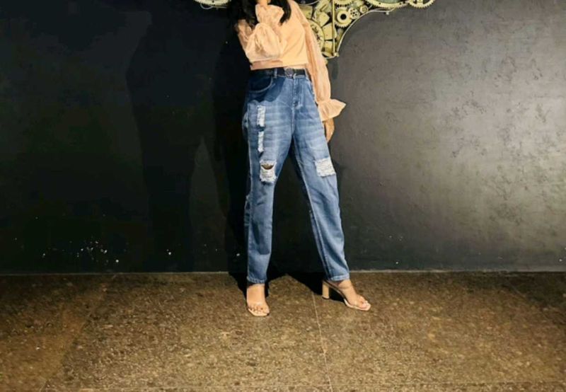 Sassafras Ripped Mom Jeans