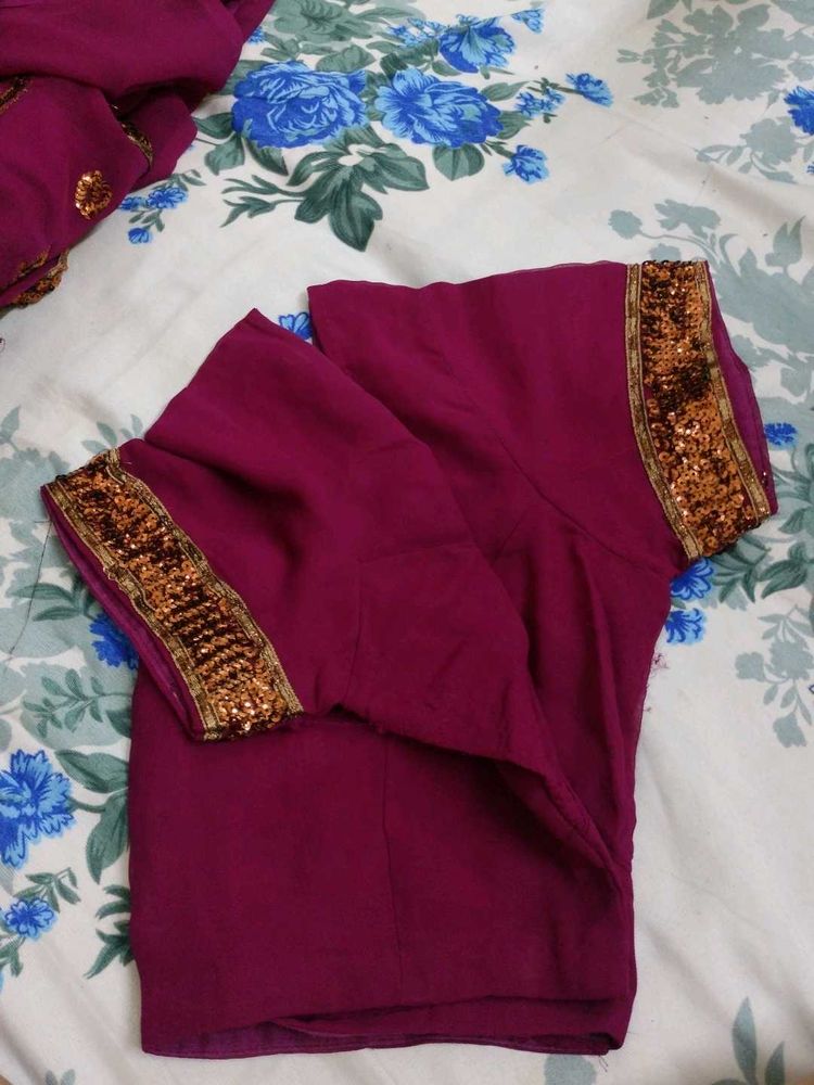 Maroon Indian Top w/ Gold Detail