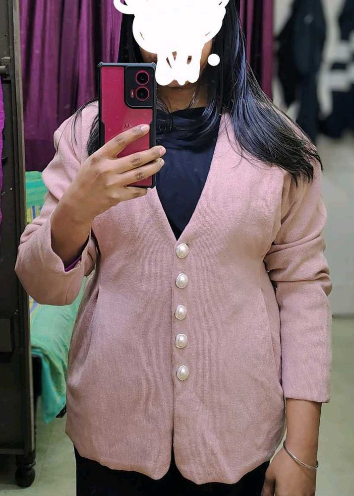 🔥Woolen blazer 😍 New Nude pink sweater overcoat