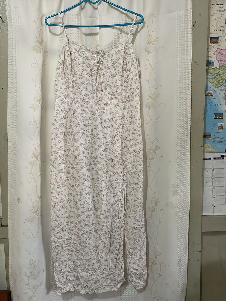 pink floral midi dress