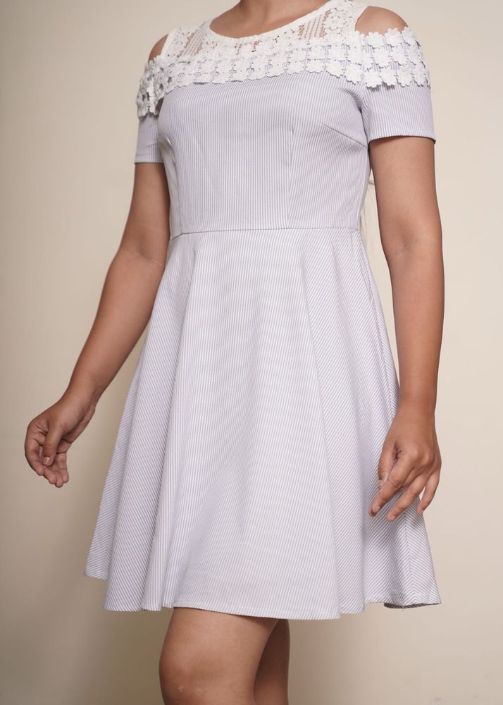 Cold Shoulder Striped Dress