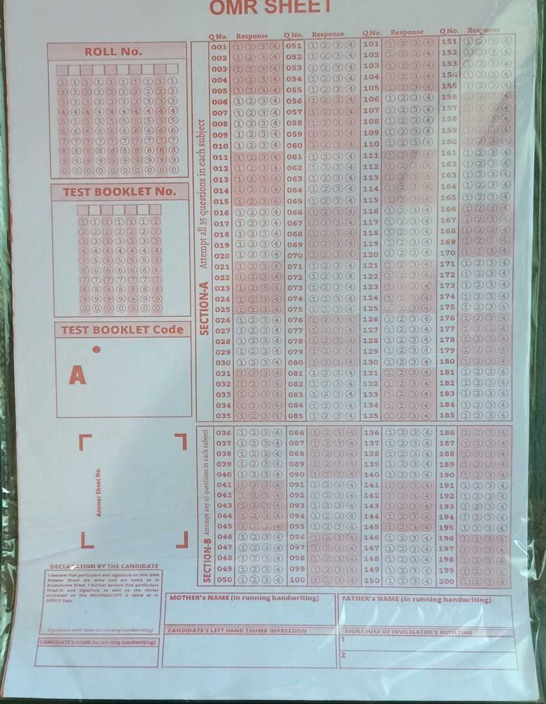 OMR Answer Sheet - Practice Exams
