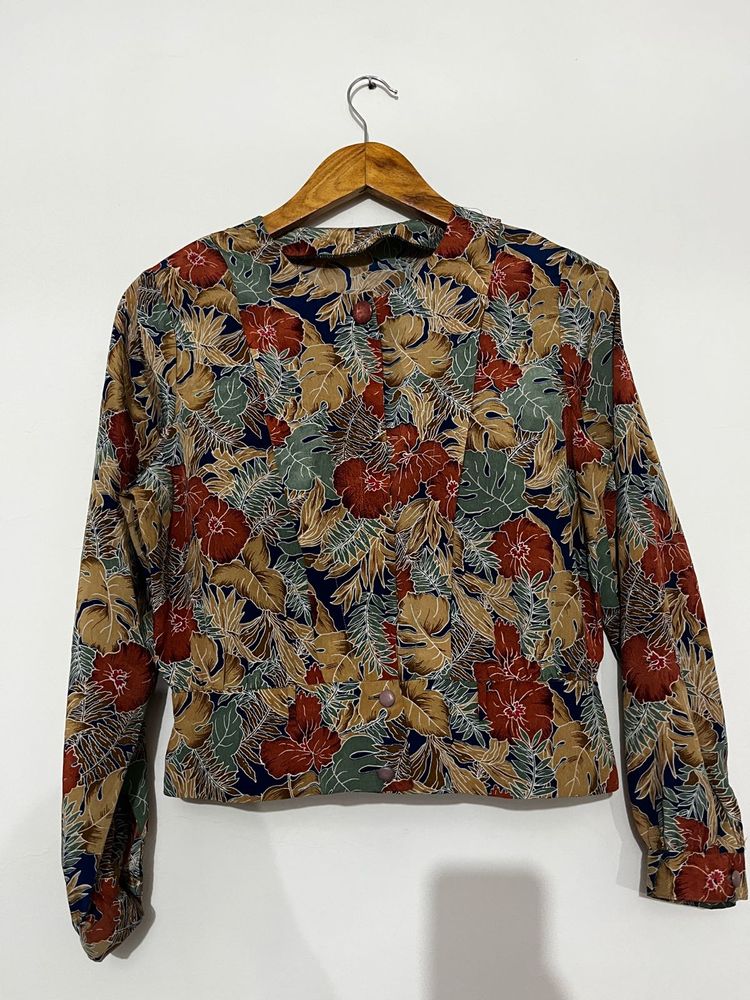 Vintage Floral Button Down Blouse