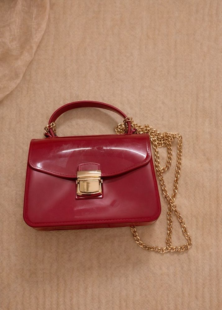 Red Patent Leather Crossbody Bag
