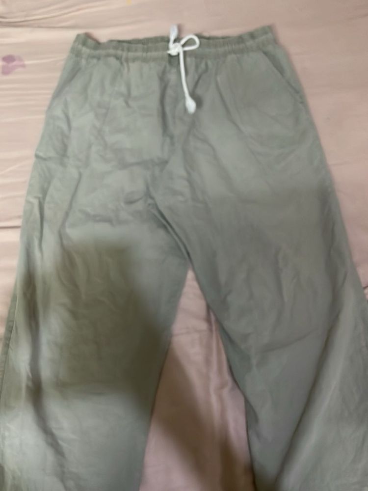 Sage Green Wide Leg Drawstring Pants