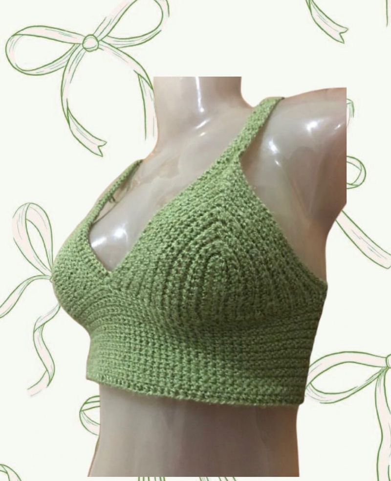 Crochet Green Crop Top