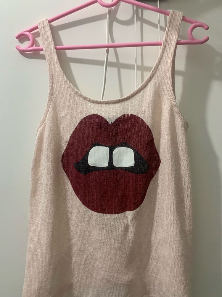 Lips Graphic Tank Top At just ₹299