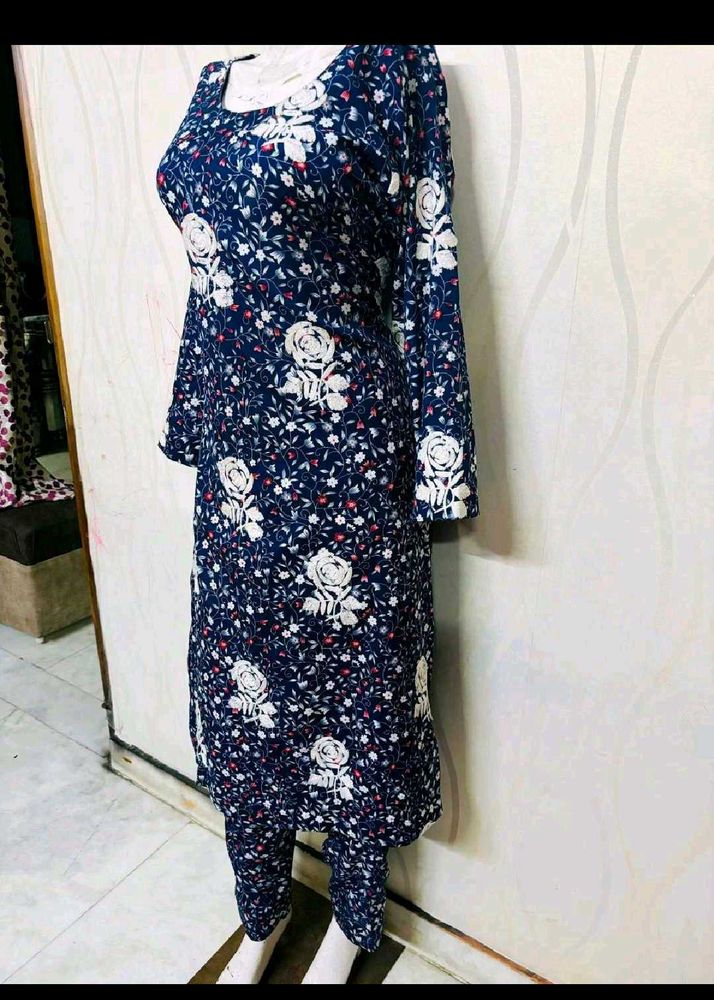 Printed Chikankari Kurta Set