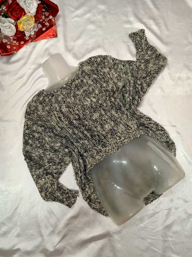 Stylish Pullover Knit Sequin Sweater🤍🖤