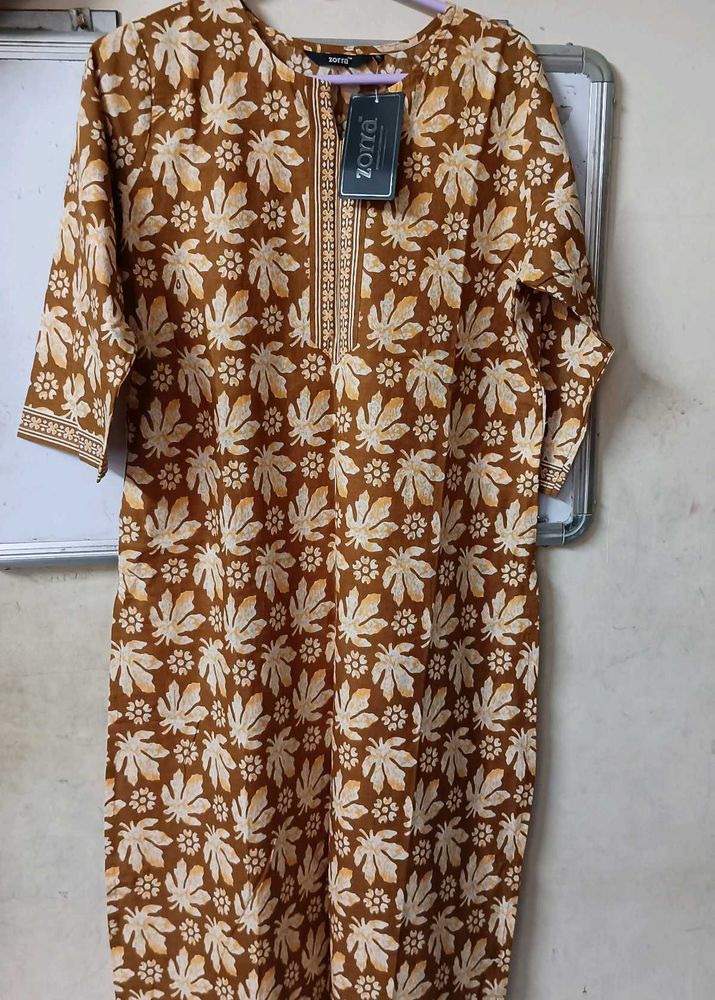 Elegant Brown Printed Kurta
