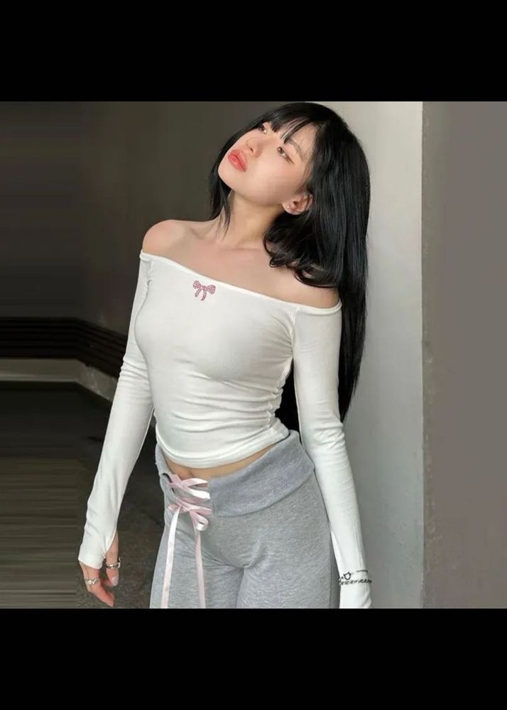 Off-Shoulder Long Sleeve Top