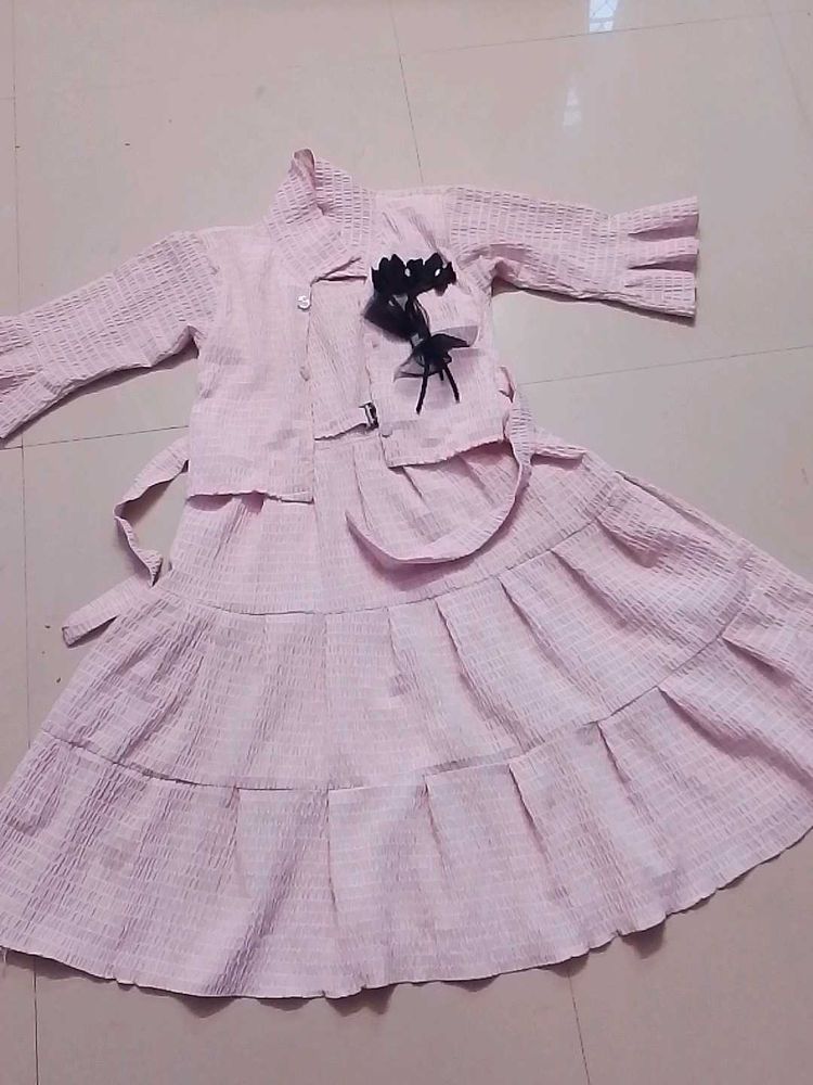 Cute Girls' Pink Dress Set