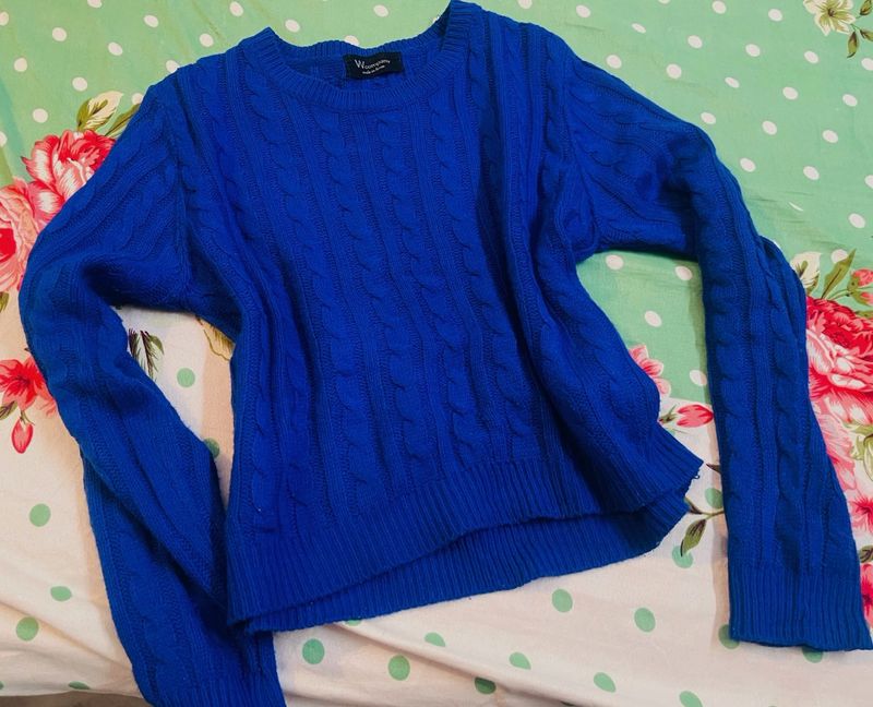 Blue Cable Knit Sweater