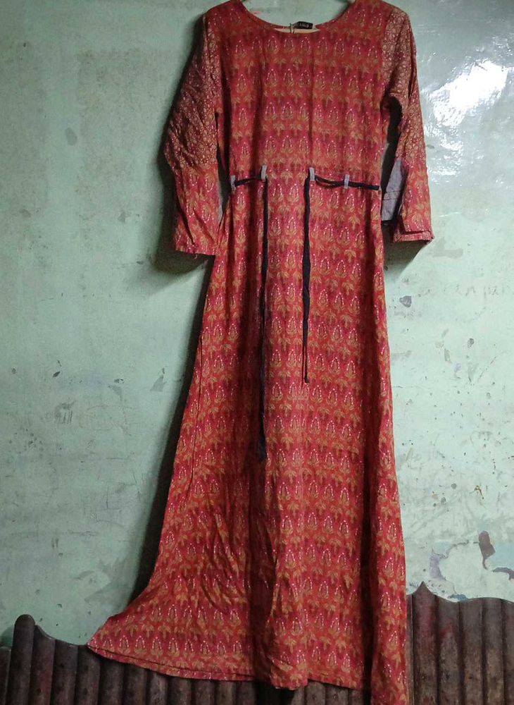 3/4 Sleeves Cotton Long Gown