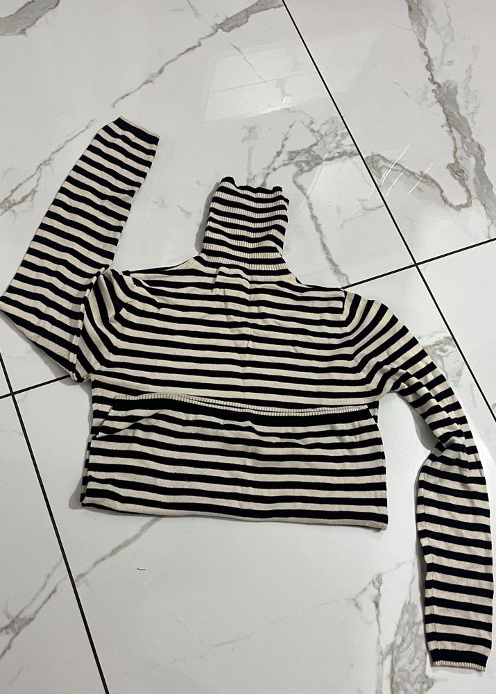 united colors of benetton-Striped Turtleneck Top