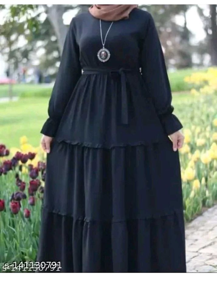 Elegant Black Tiered Abaya / Burkha Dress