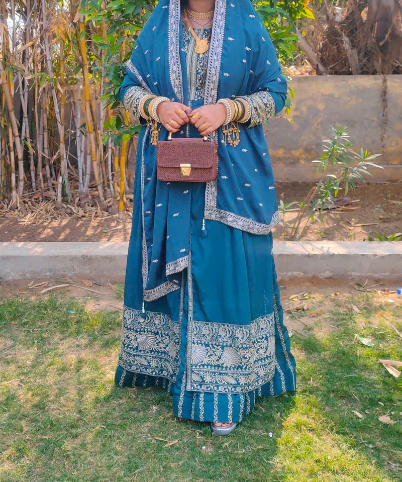 neavy blue gagra with long kurti