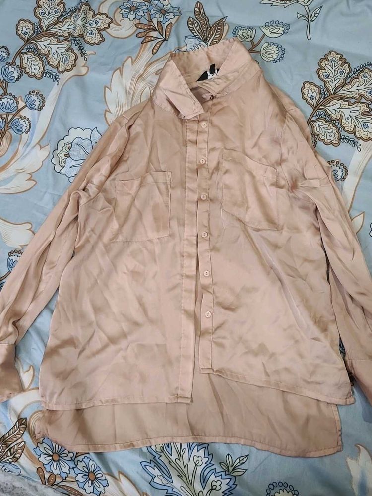 Peach Satin Shirt