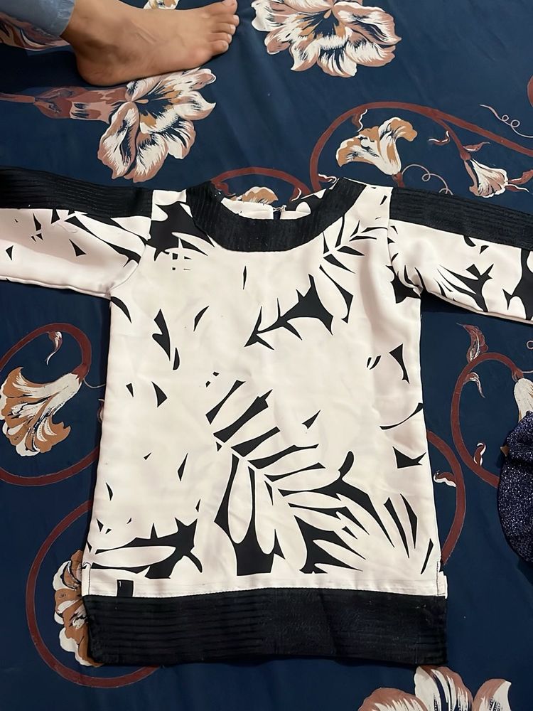 White Top With Black Design